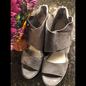 Grey suede Eileen Fisher wedge